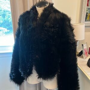 Free people black fur cropped coat